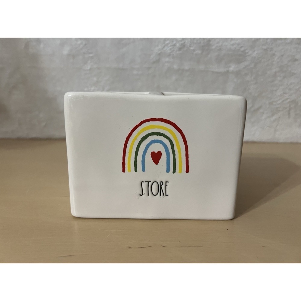 Rae Dunn STORE Rainbow Heart Ceramic Holder Toothbrush Pen Brush Organizer